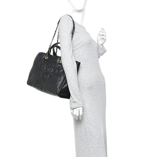 Calfskin Small Deauville Tote Black