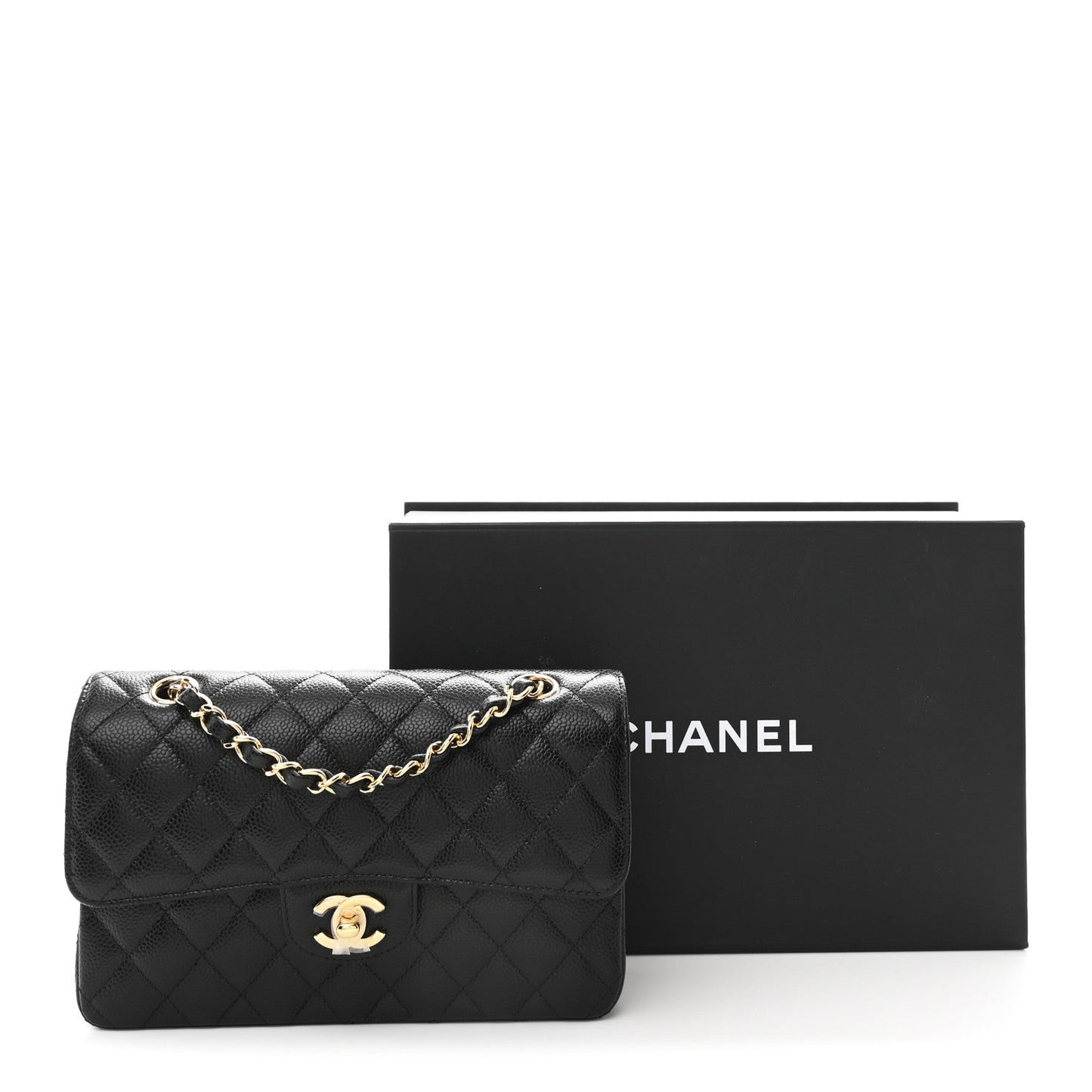 Caviar Quilted Small Double Flap Black