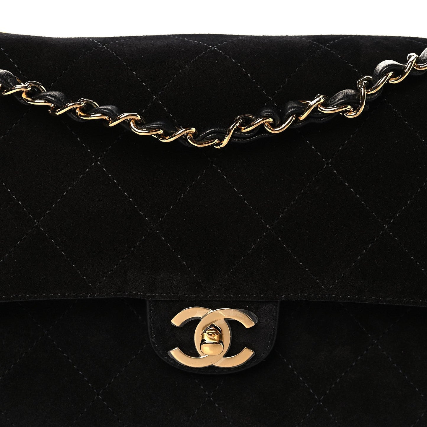 Suede Calfskin Small Souplissimo Maxi Flap Black
