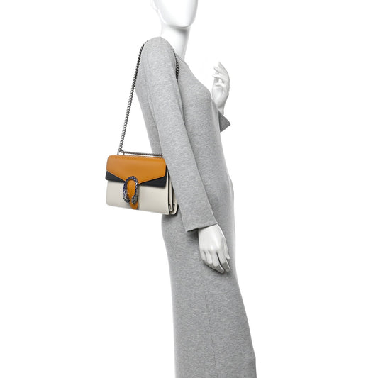 Azalea Calfskin Enamel Tri-Color Small Dionysus Shoulder Bag Mystic White Sun Oil Black Electric Blue