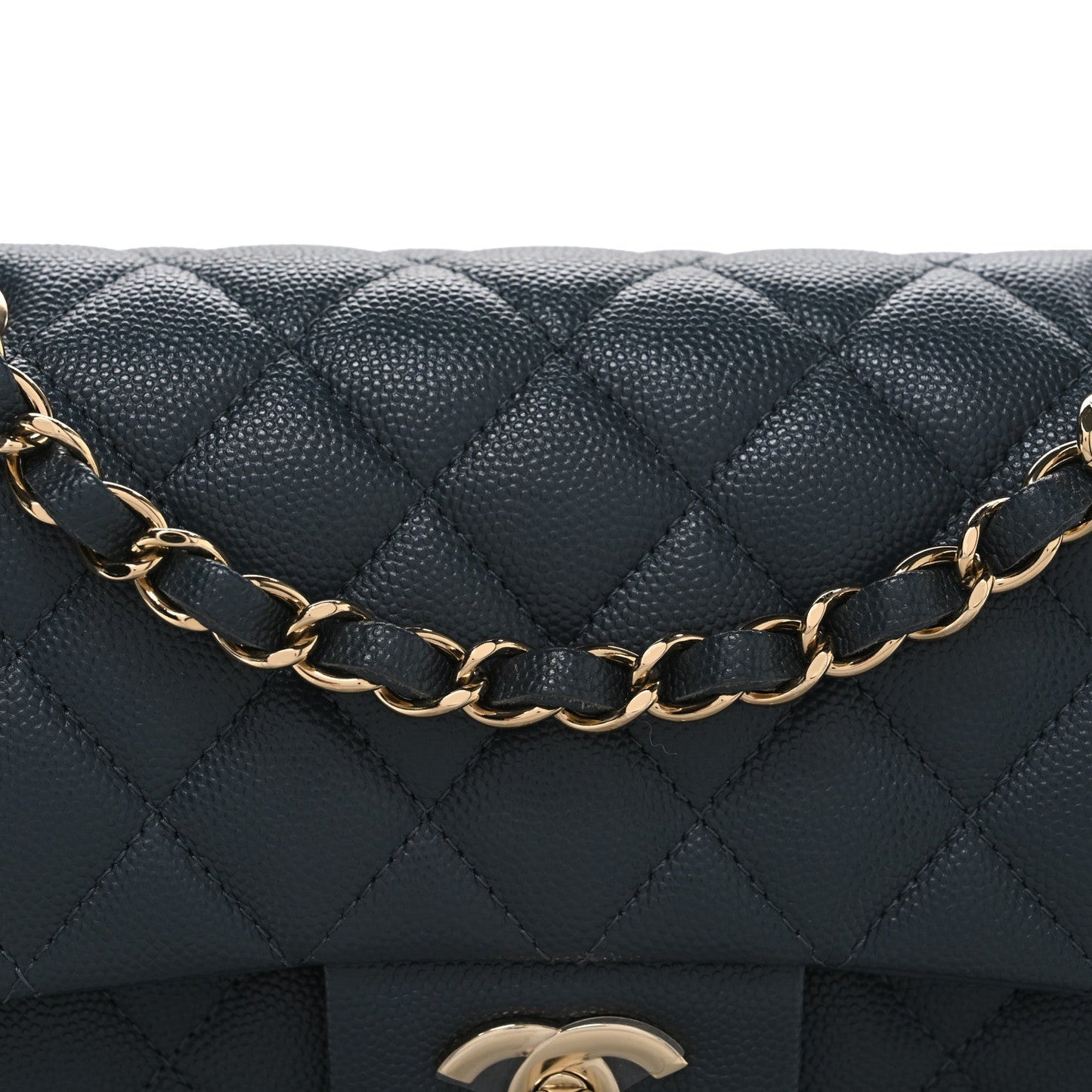 Caviar Quilted Small Double Flap Dark Grey