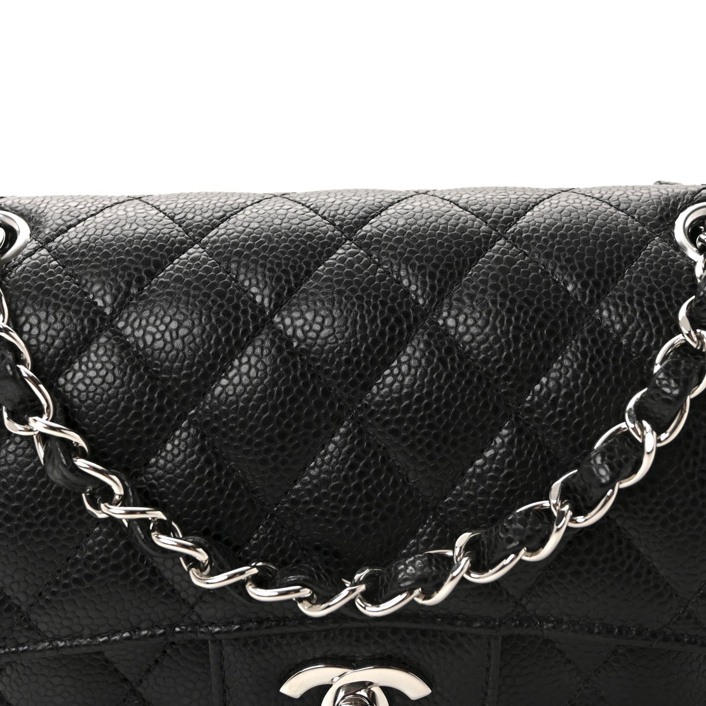 Caviar Quilted Small Double Flap Black