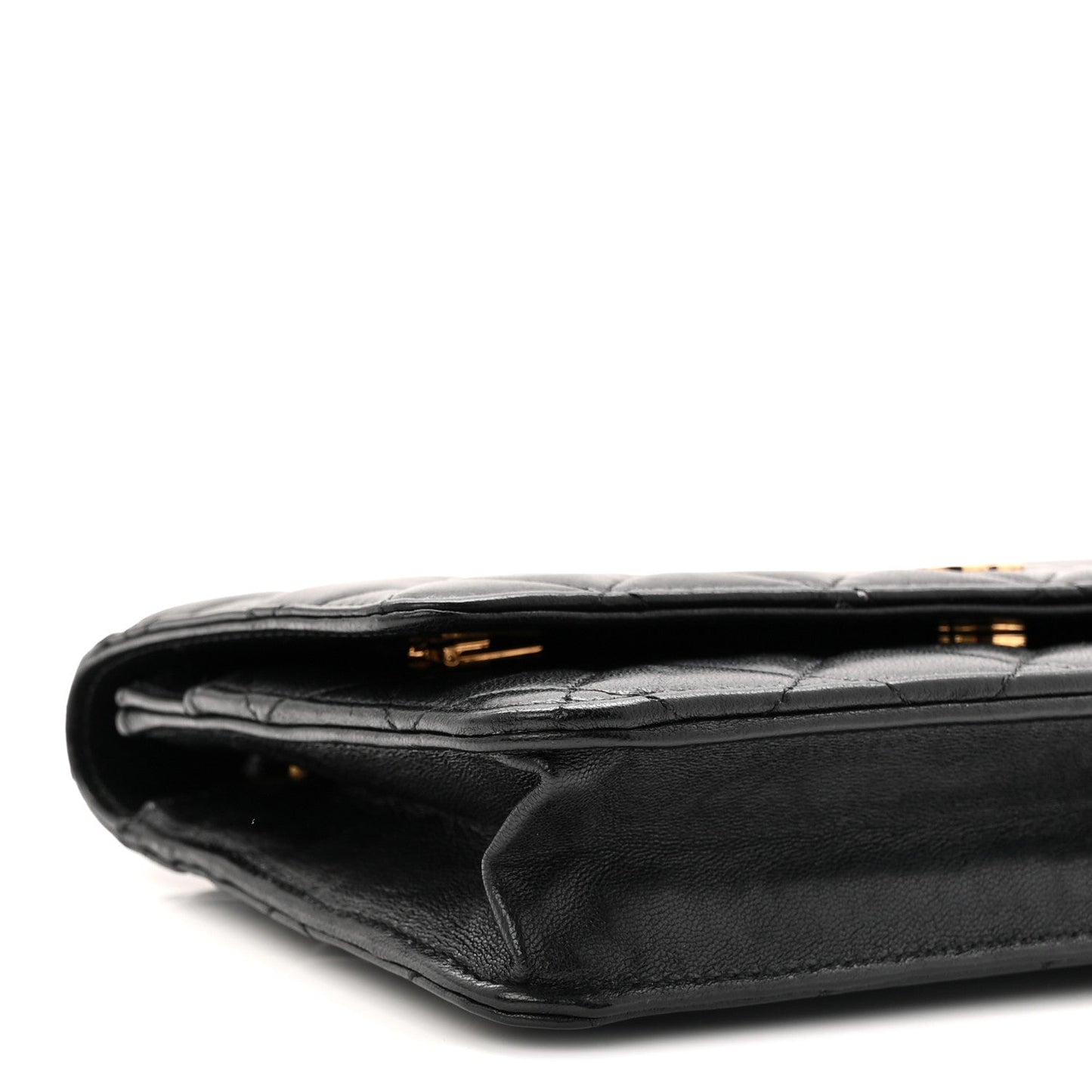Lambskin Quilted Wallet On Chain WOC Black