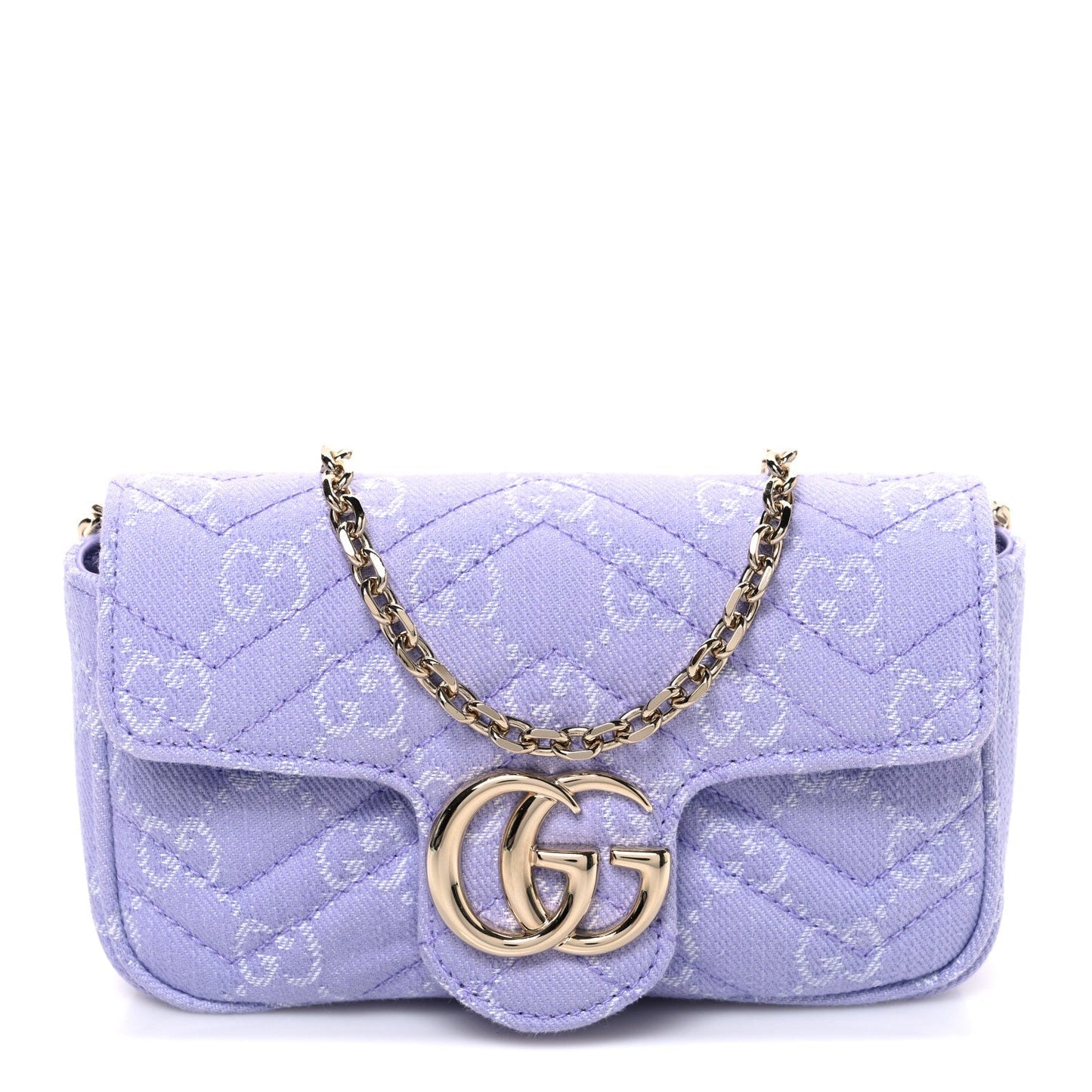 Denim GG Monogram Mini GG Marmont Shoulder Bag Light Purple