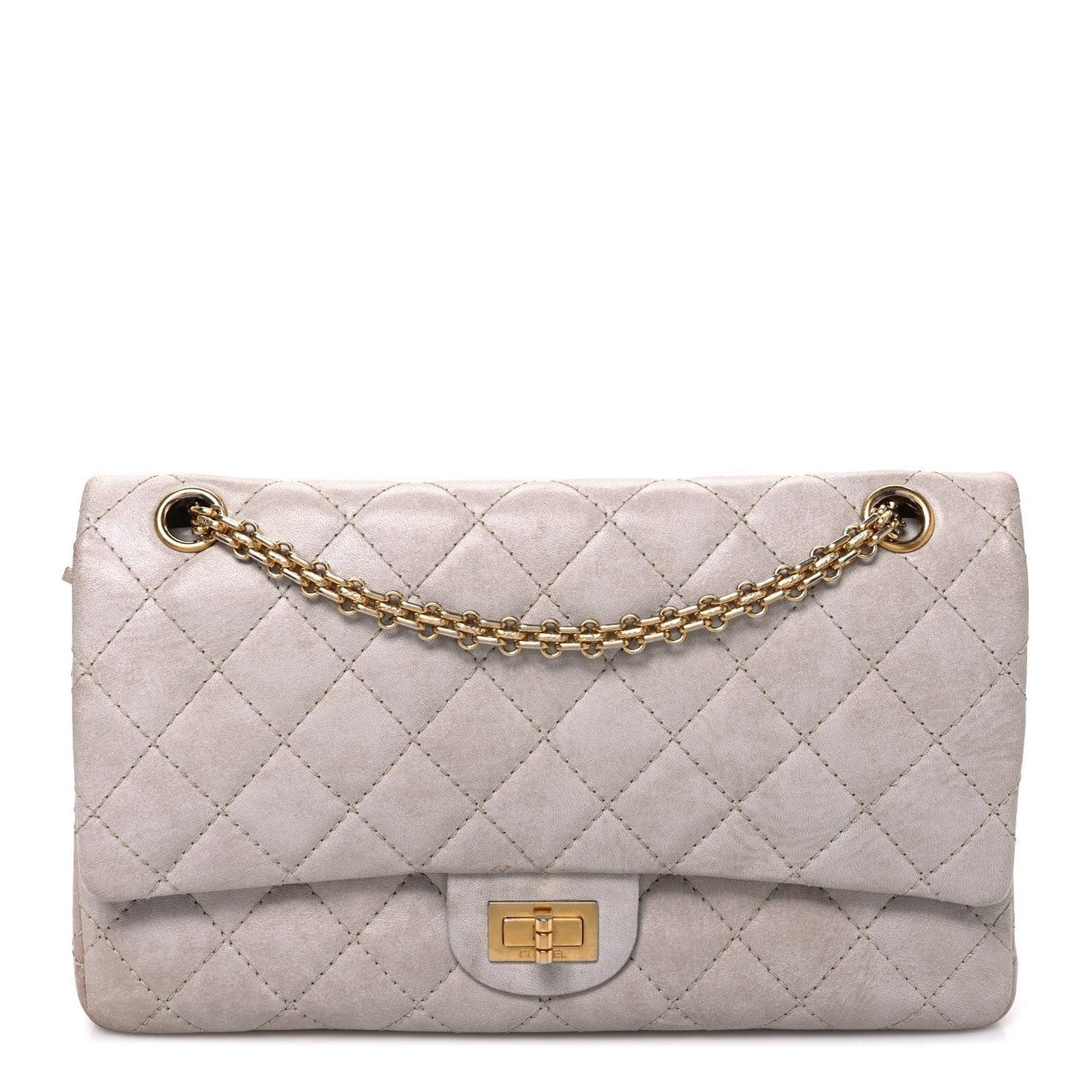 Aged Calfskin Quilted 2.55 Reissue 226 Flap Blanc Fonce