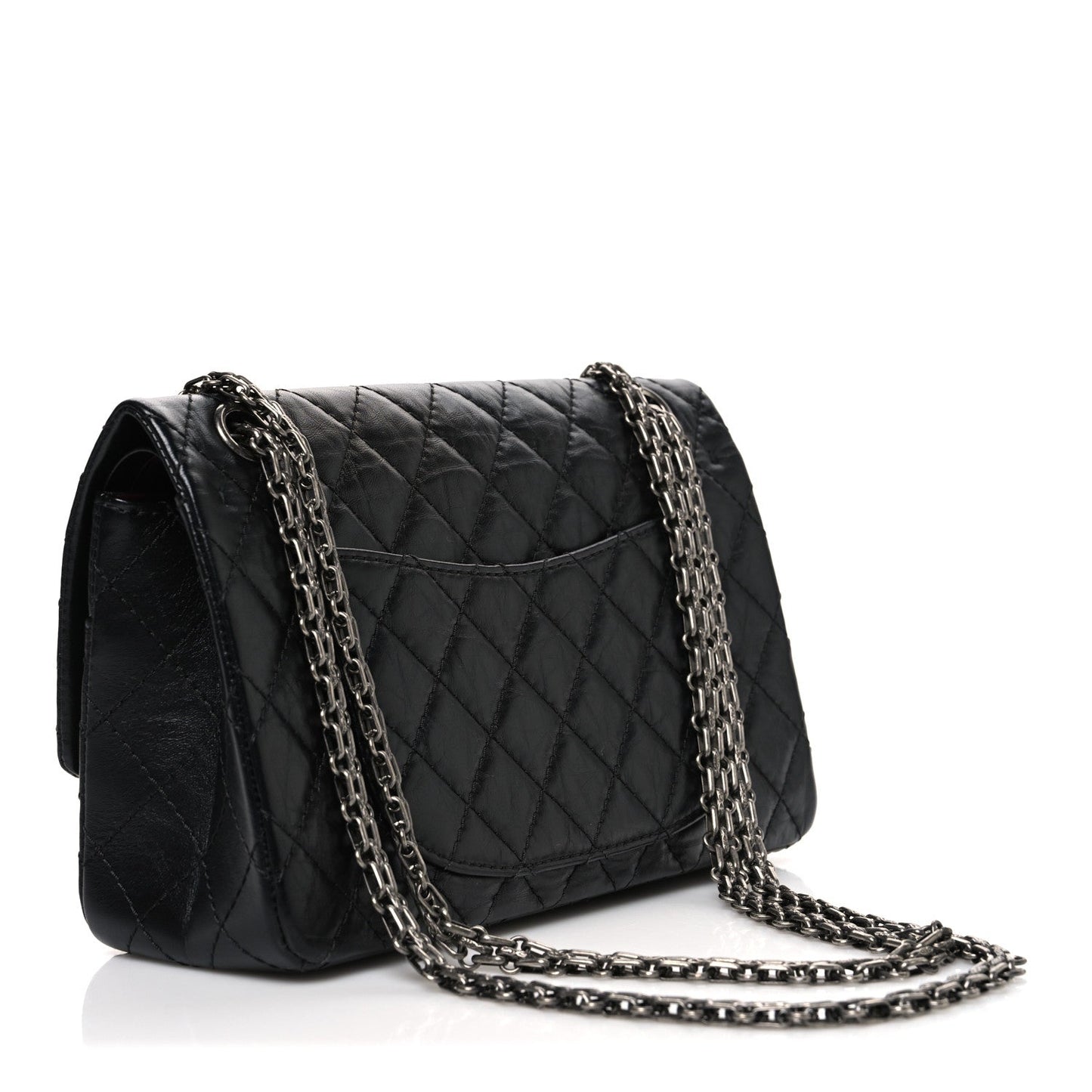 Aged Calfskin Quilted 2.55 Reissue 225 Flap Black