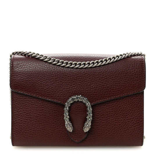 Dollar Calfskin Crystal Mini Dionysus Chain Wallet Vintage Bordeaux